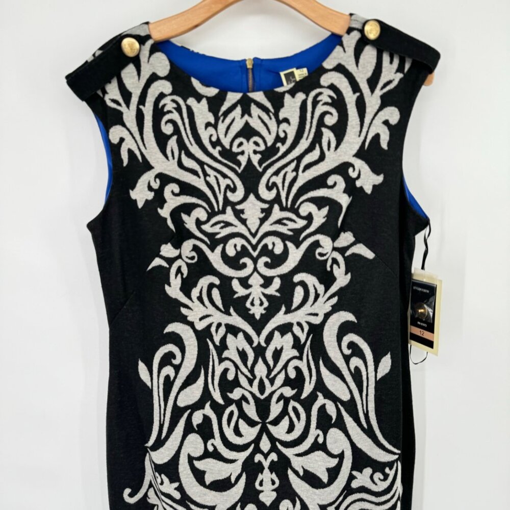 Jillian Taylor Women's Black & White Sleeveless Dress Bold Pattern Size 12 new - Picture 4 of 14